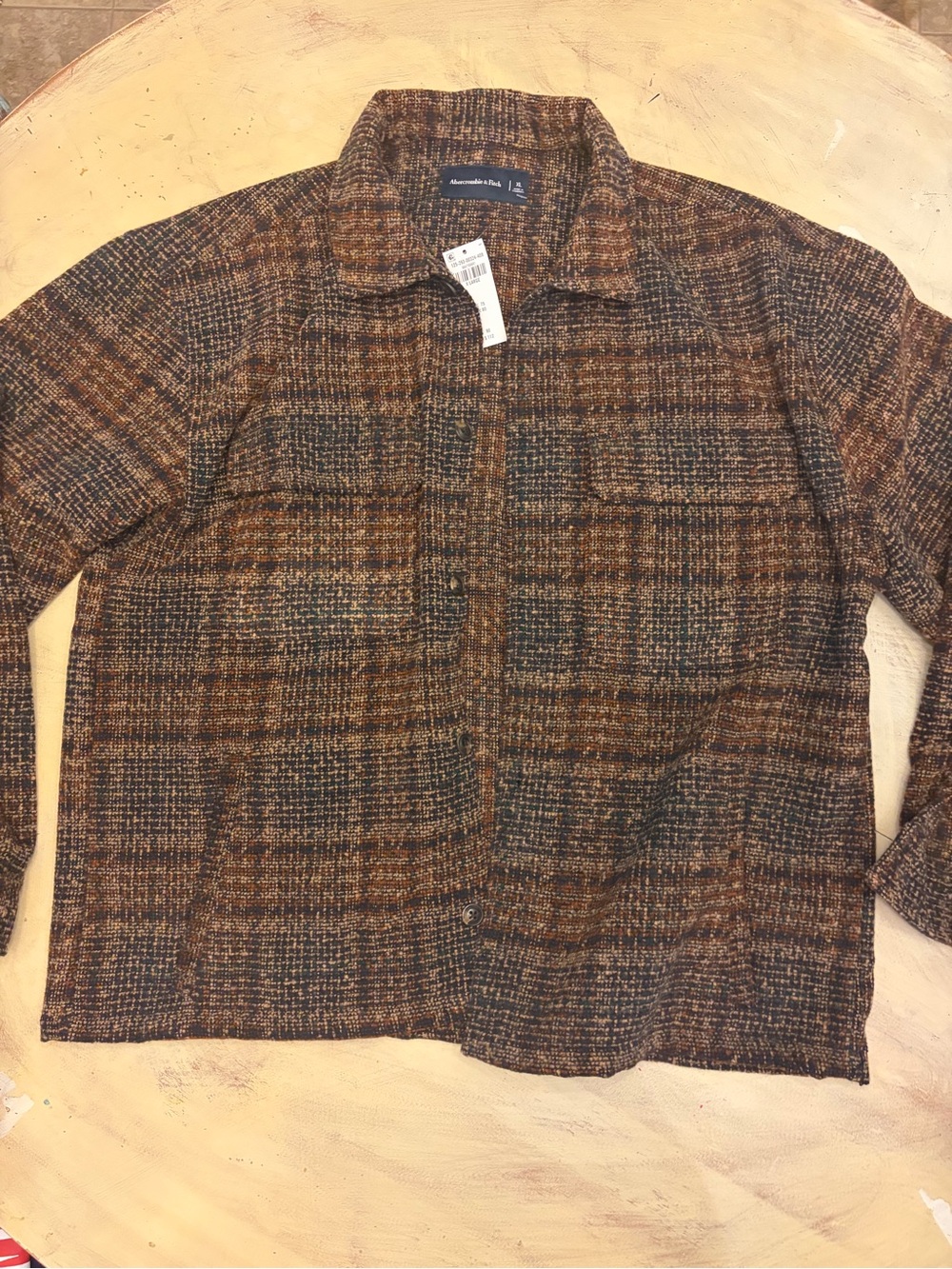 Abercrombie & Fitch Men's Brown Boucle Shirt Jacket Button Up Size XL NWT